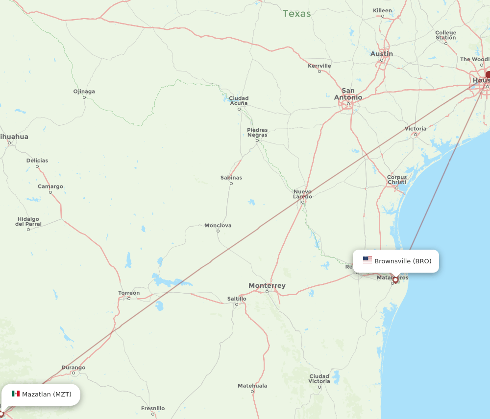BRO-MZT flight routes