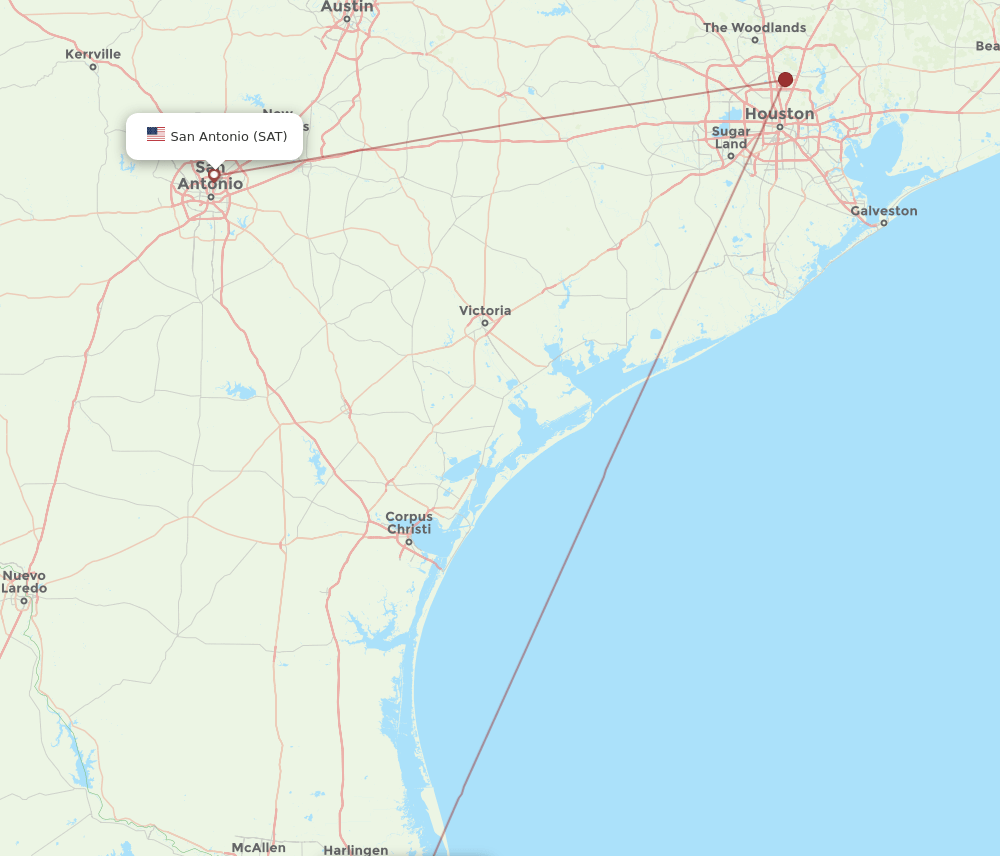 BRO to SAT flights and routes map