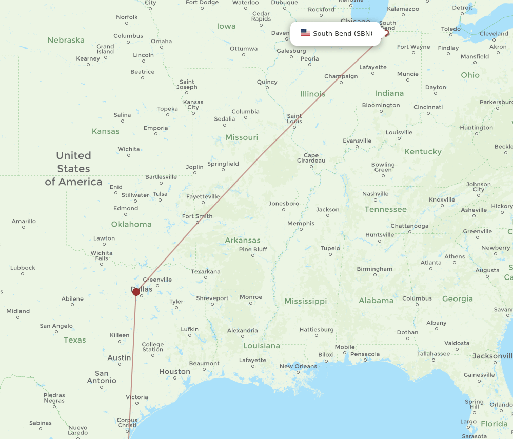 BRO-SBN flight routes