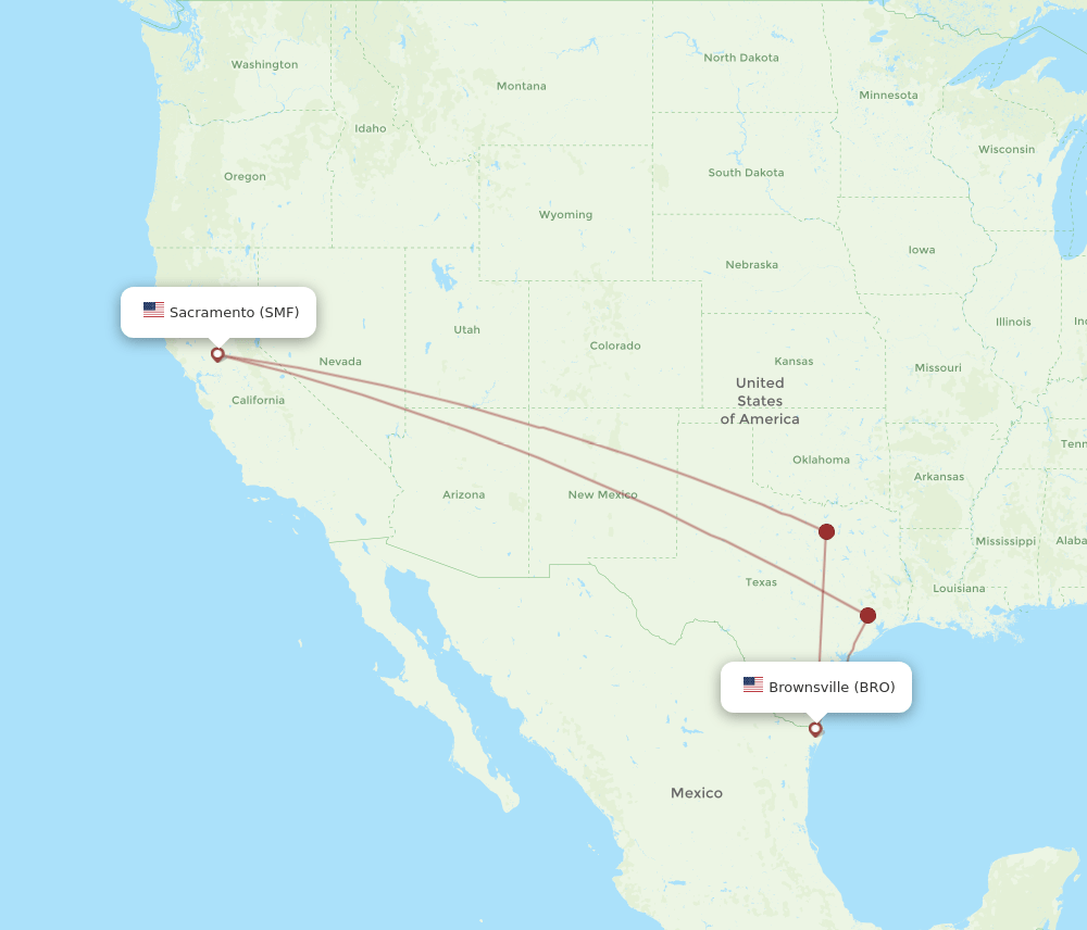 BRO to SMF flights and routes map
