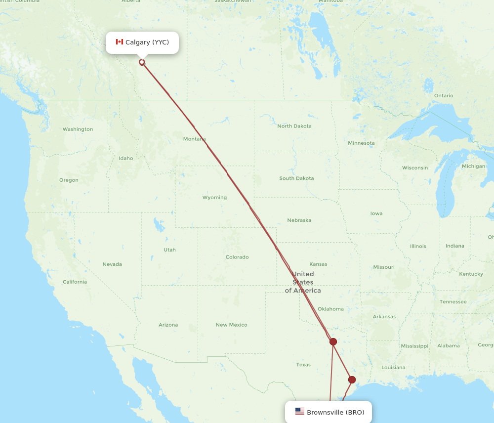 BRO-YYC flight routes