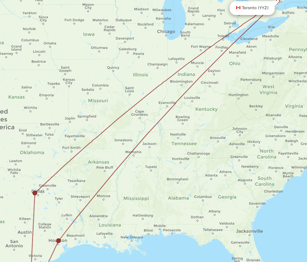 BRO-YYZ flight routes