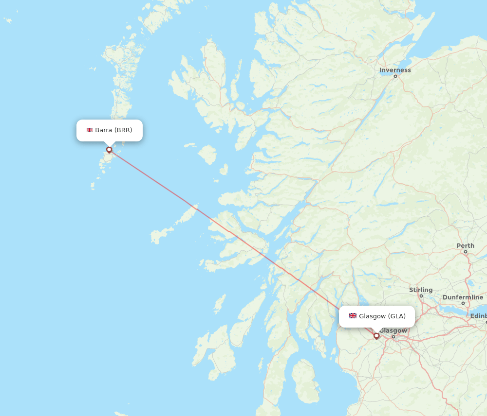 Barra - Glasgow route map and flight paths