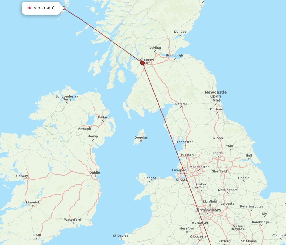 Barra - Southampton route map and flight paths