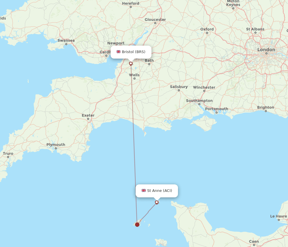 BRS to ACI flights and routes map