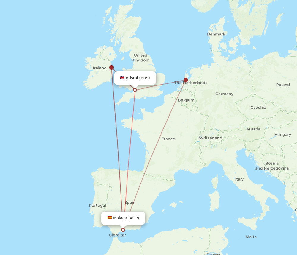 BRS to AGP flights and routes map