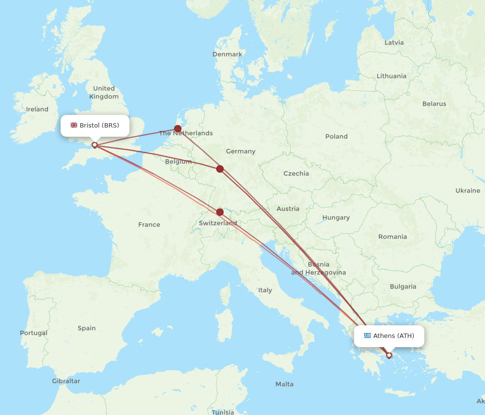 BRS-ATH flight routes