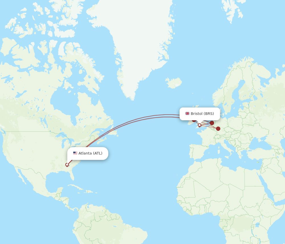 BRS to ATL flights and routes map