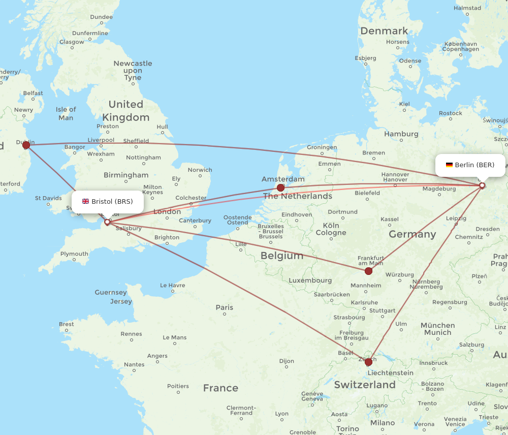 BRS to BER flights and routes map