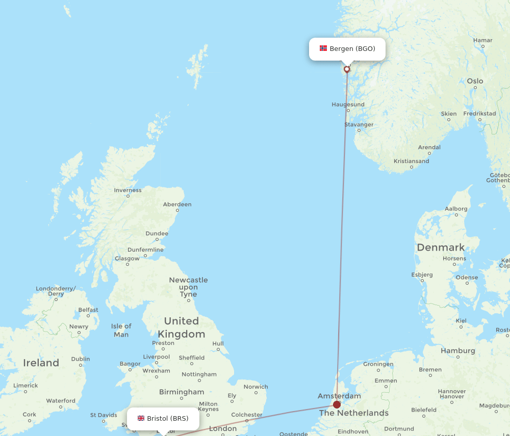 BRS-BGO flight routes