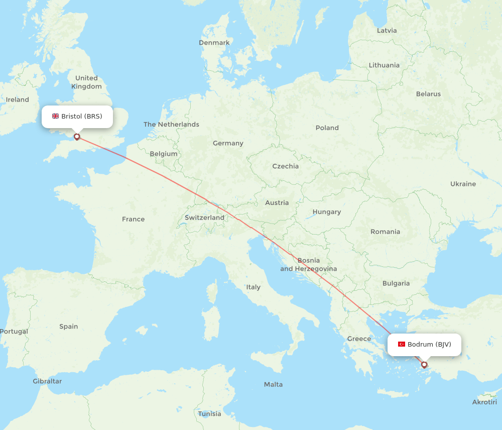 BRS to BJV flights and routes map