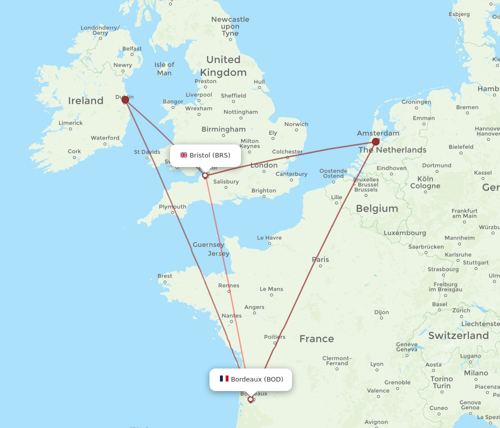 BRS to BOD flights and routes map