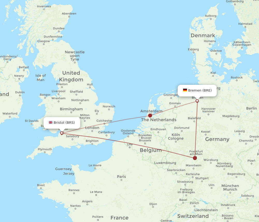 BRS to BRE flights and routes map