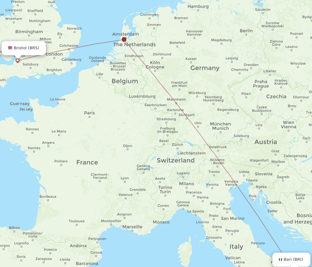 BRS to BRI flights and routes map