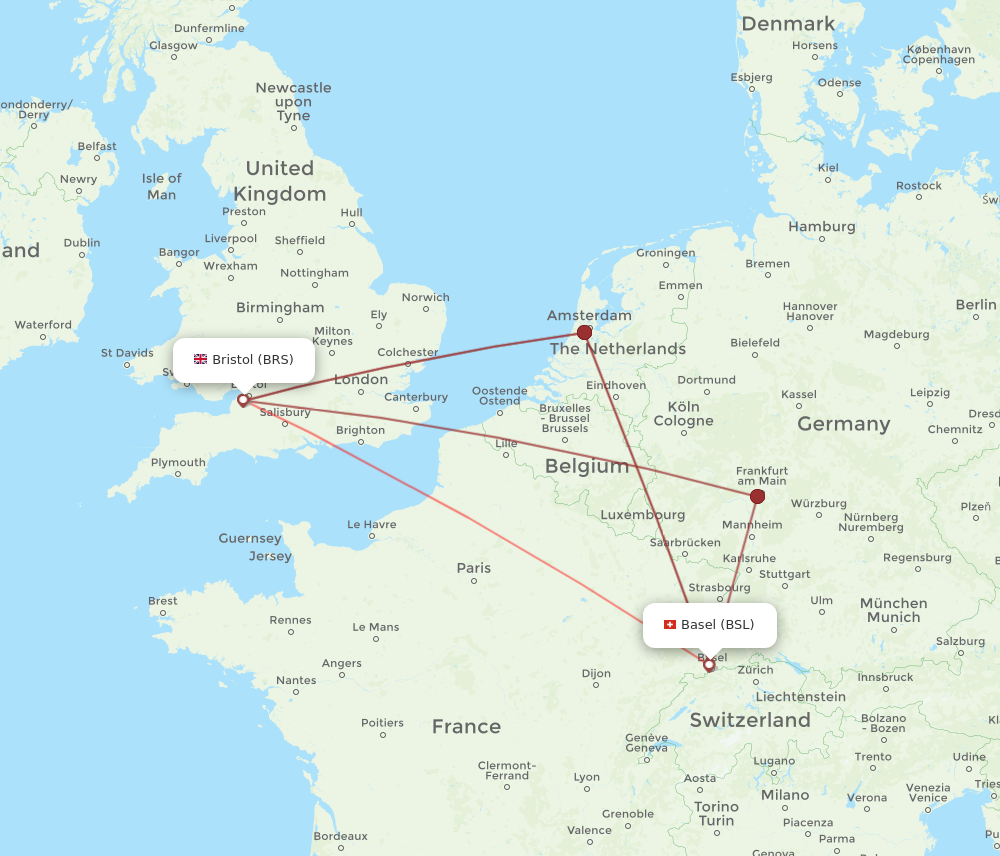 BRS to BSL flights and routes map