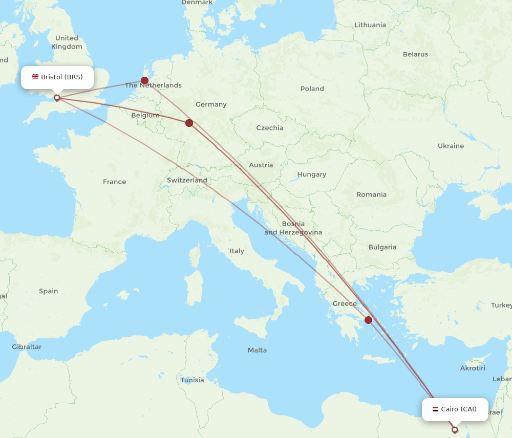 BRS-CAI flight routes