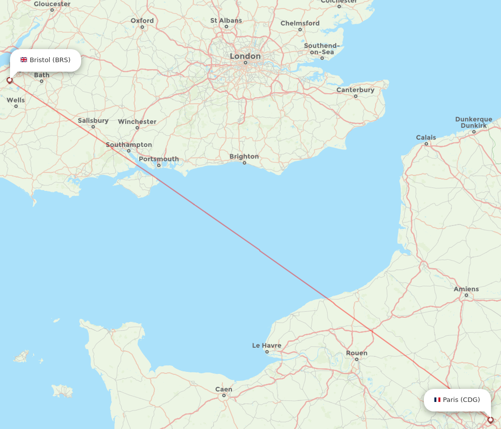 BRS to CDG flights and routes map