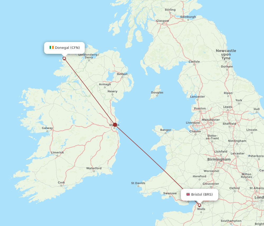 BRS to CFN flights and routes map