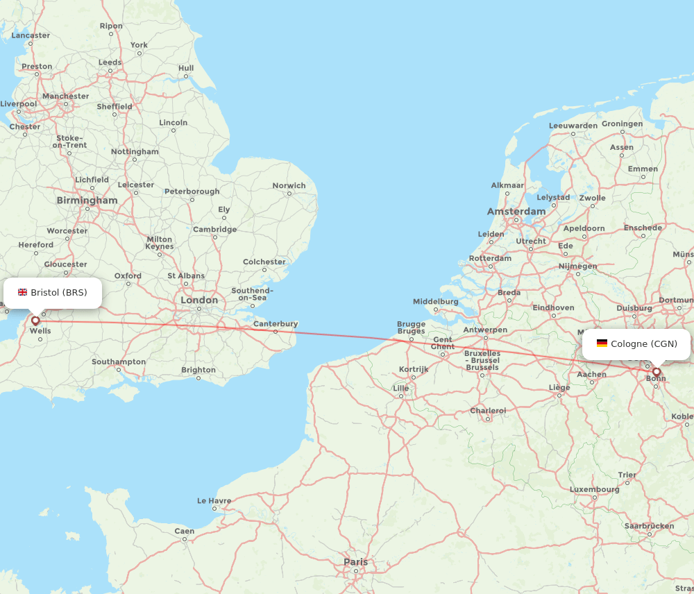 BRS to CGN flights and routes map