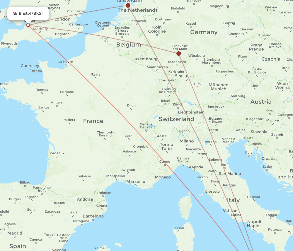 BRS to CTA flights and routes map