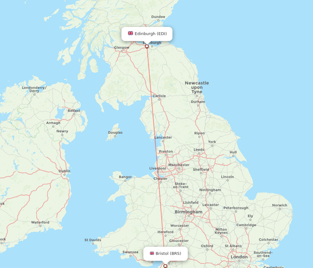 BRS to EDI flights and routes map