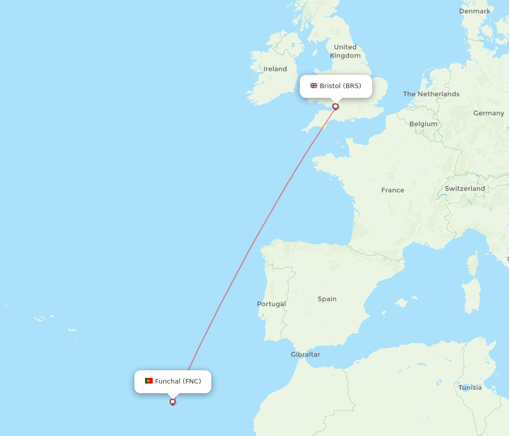 BRS to FNC flights and routes map