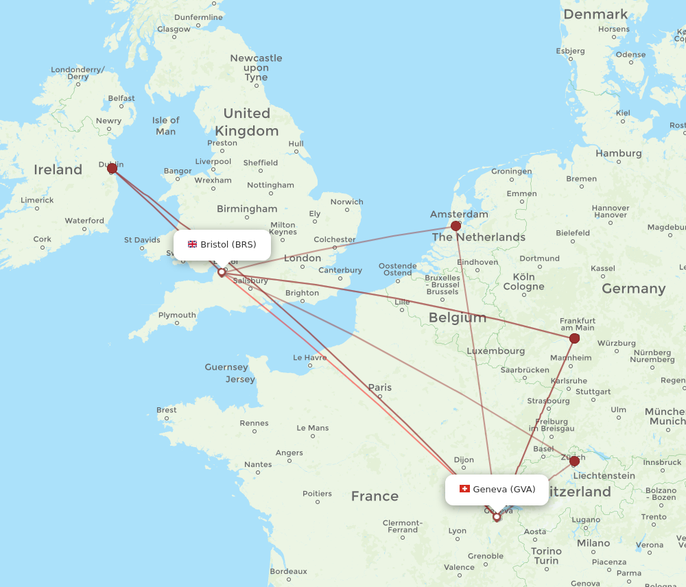 BRS to GVA flights and routes map