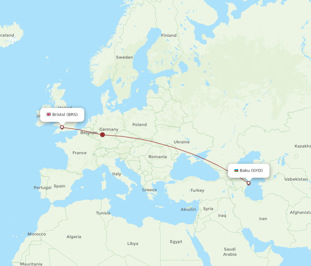 BRS to GYD flights and routes map