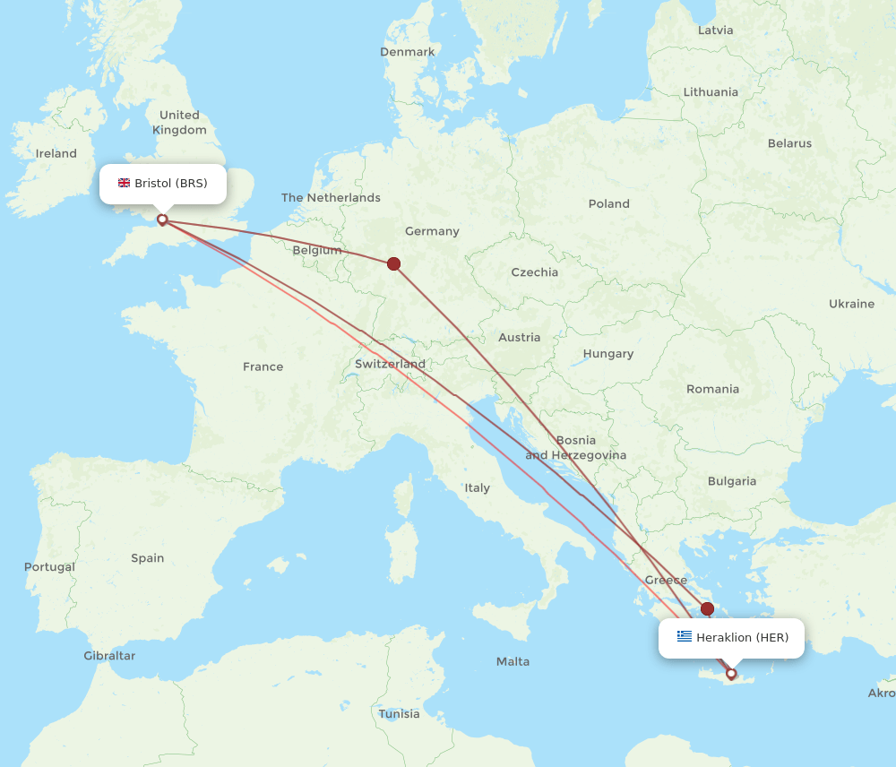 BRS to HER flights and routes map