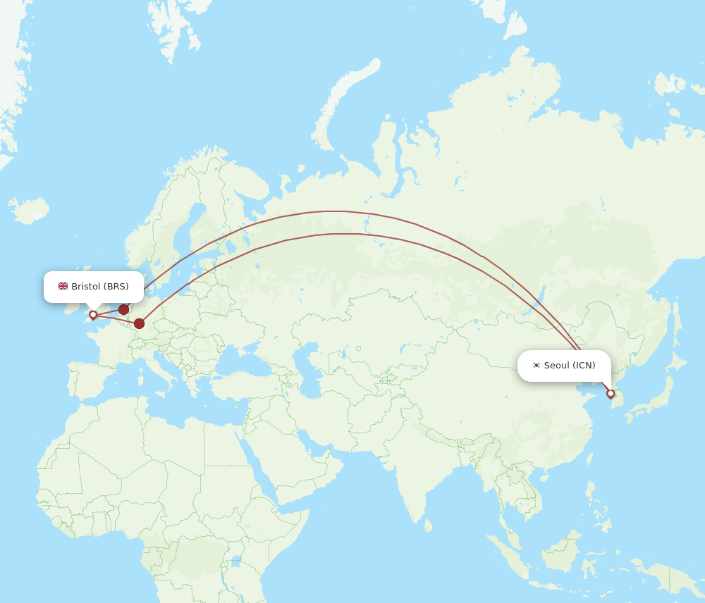 BRS-ICN flight routes