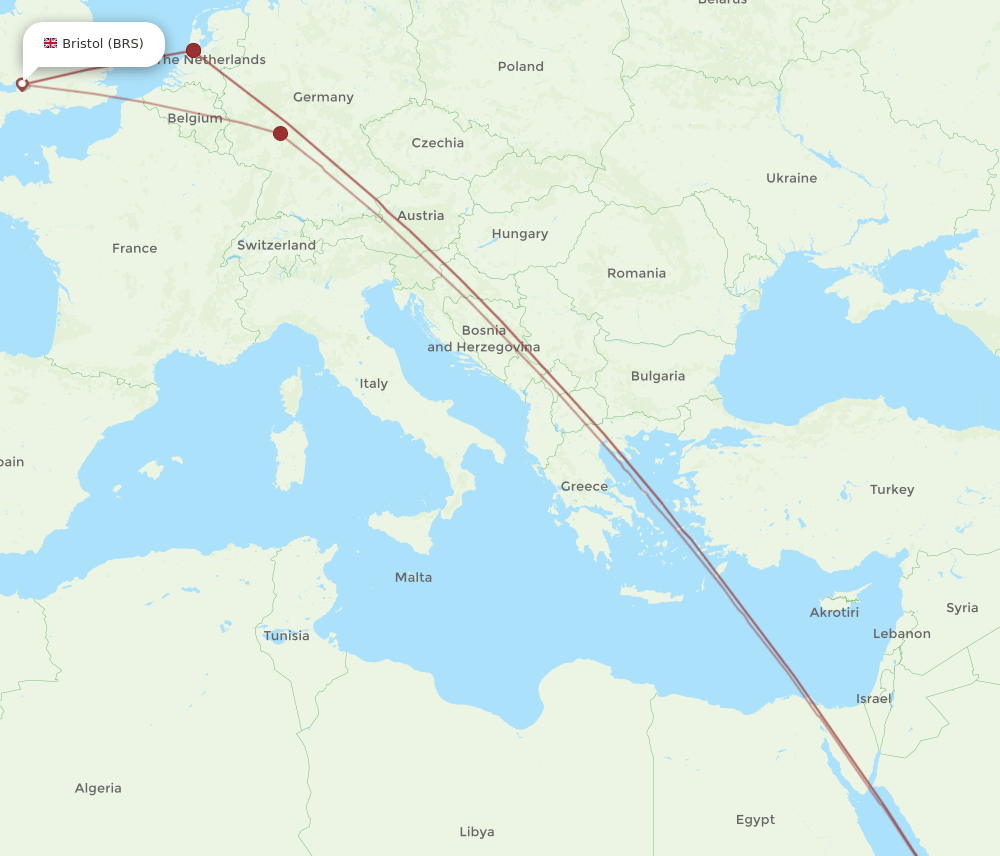 BRS to JED flights and routes map