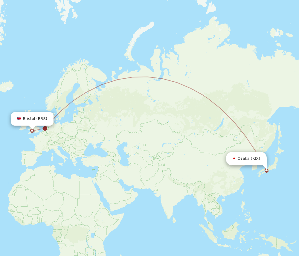 BRS-KIX flight routes