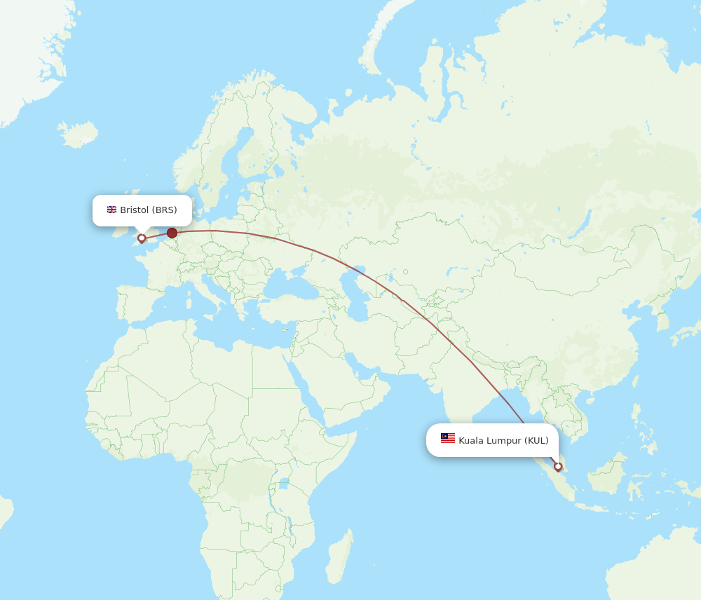 BRS-KUL flight routes