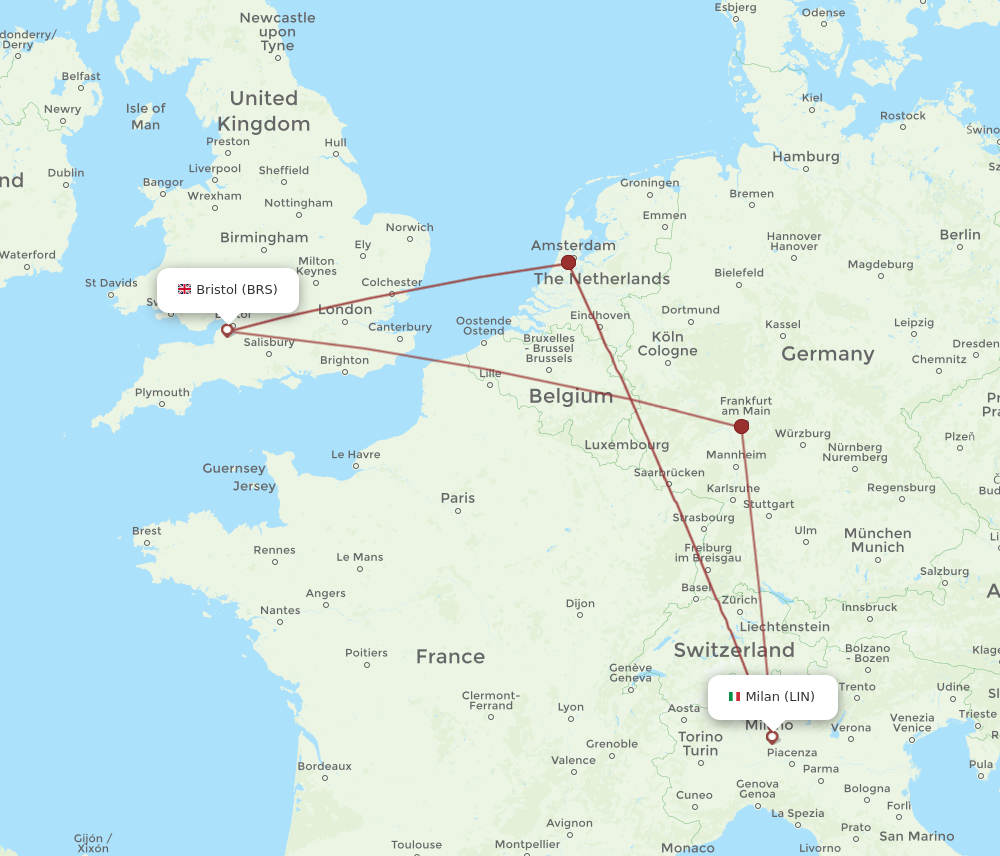 BRS to LIN flights and routes map