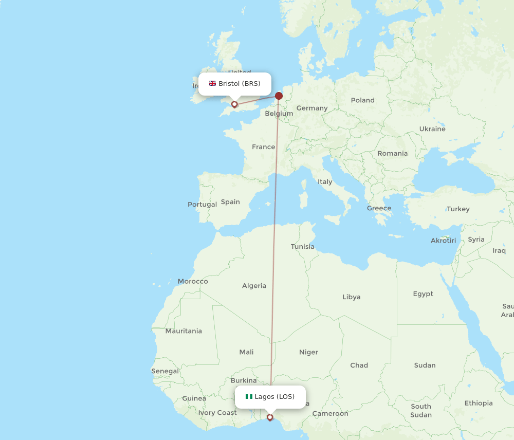 BRS to LOS flights and routes map