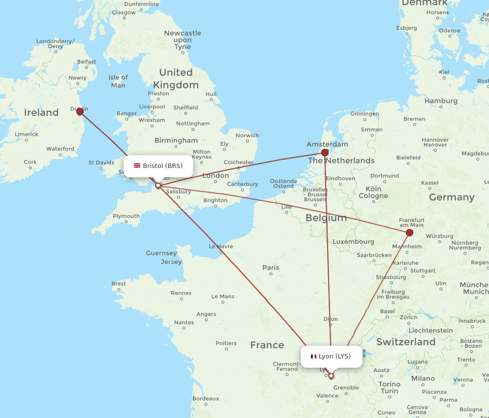 BRS to LYS flights and routes map