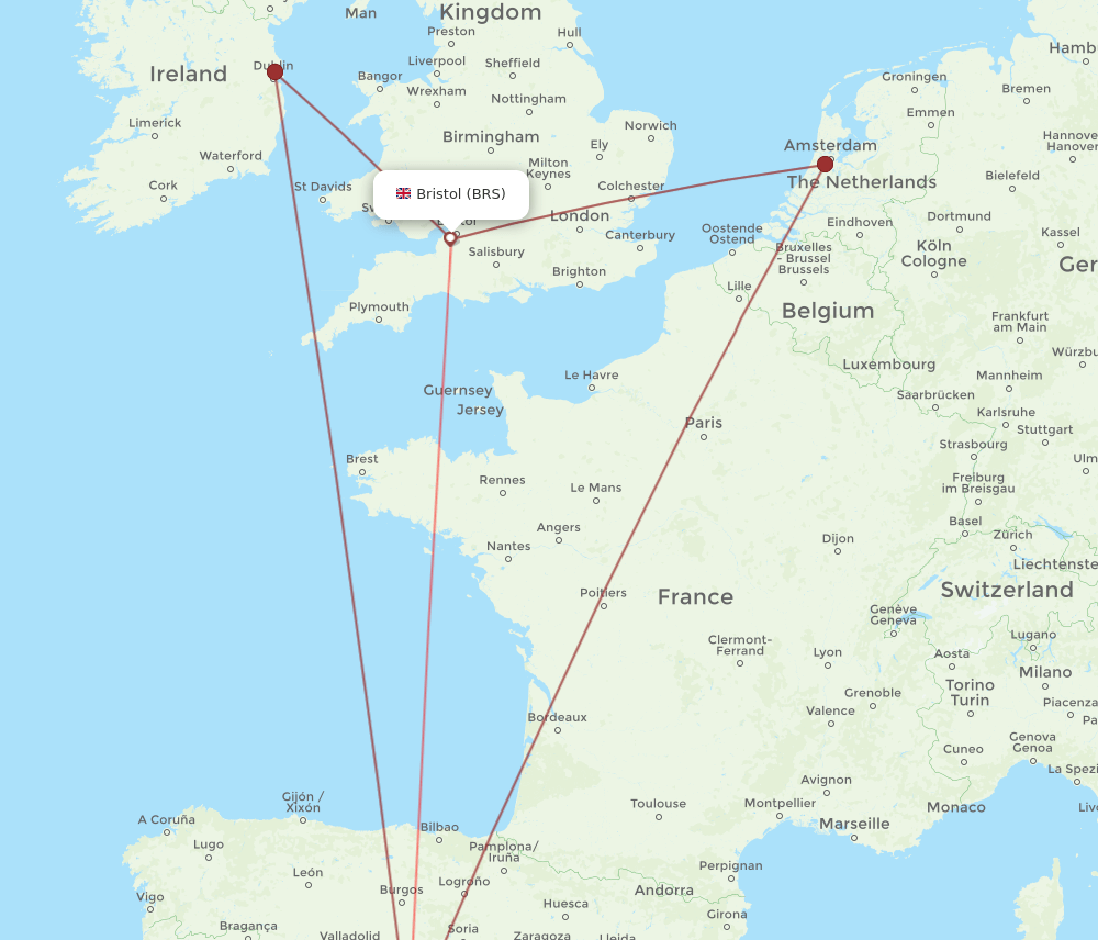 BRS to MAD flights and routes map