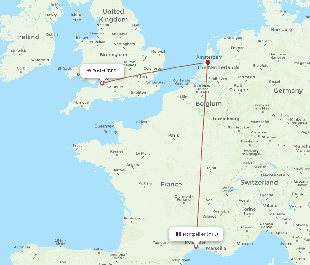 BRS to MPL flights and routes map