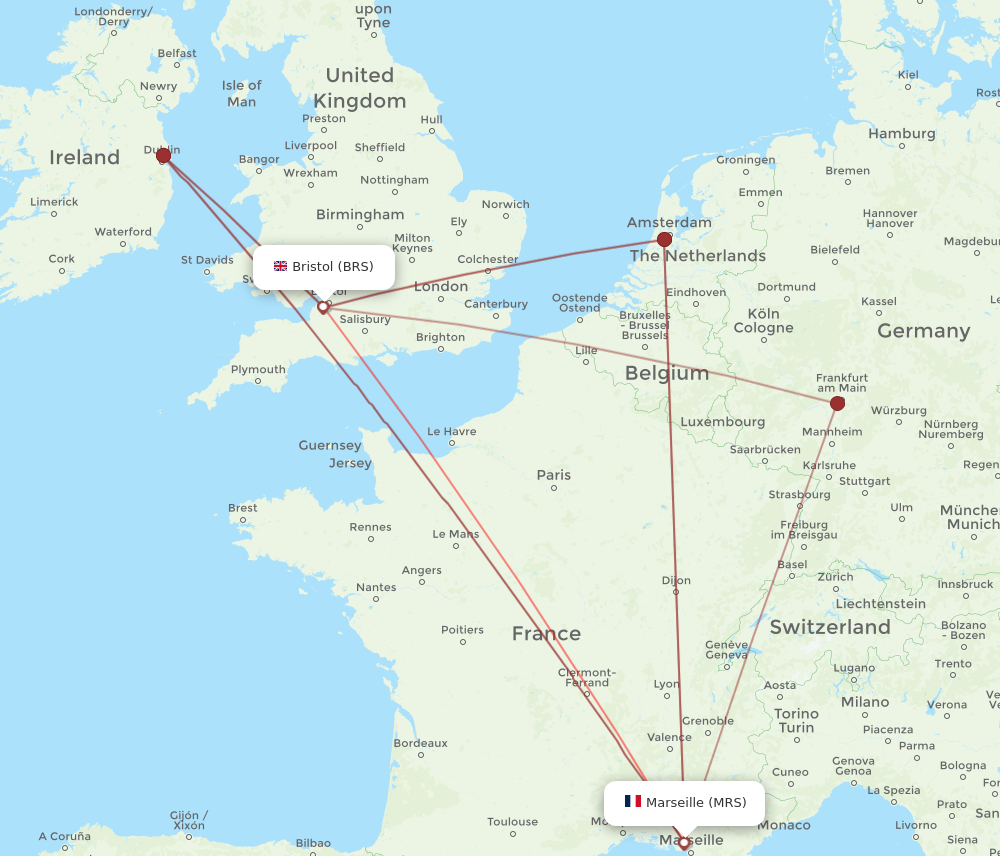 BRS to MRS flights and routes map