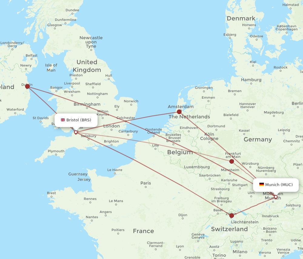BRS to MUC flights and routes map