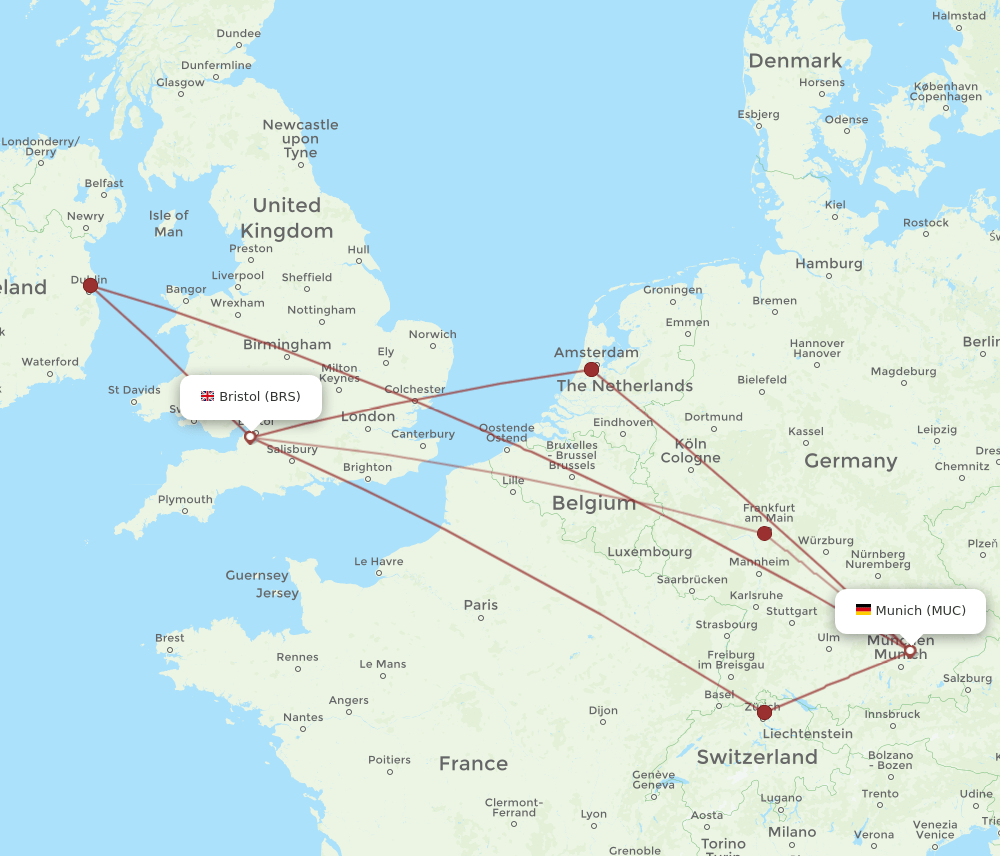 BRS-MUC flight routes