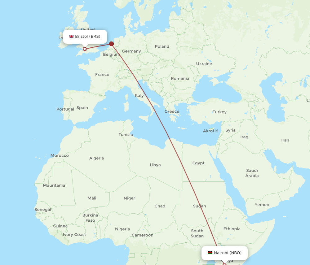 BRS-NBO flight routes