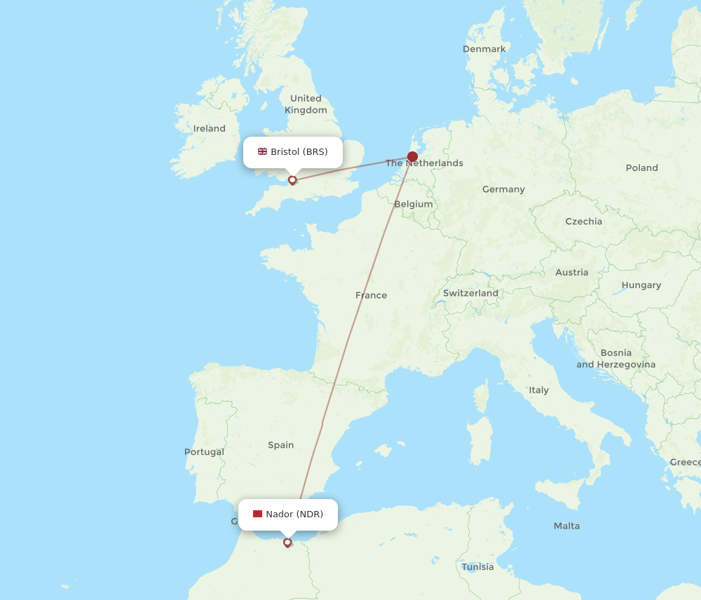 BRS-NDR flight routes