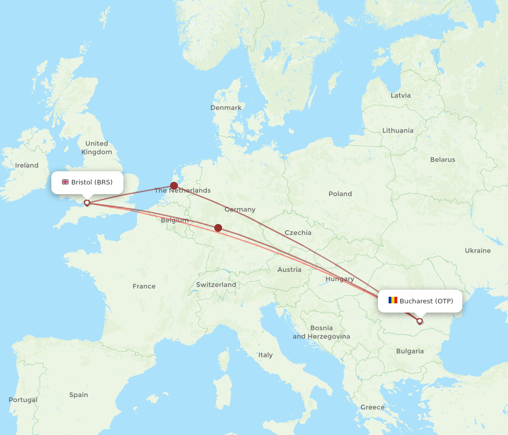 BRS to OTP flights and routes map