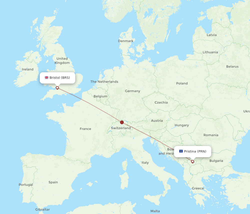 BRS-PRN flight routes