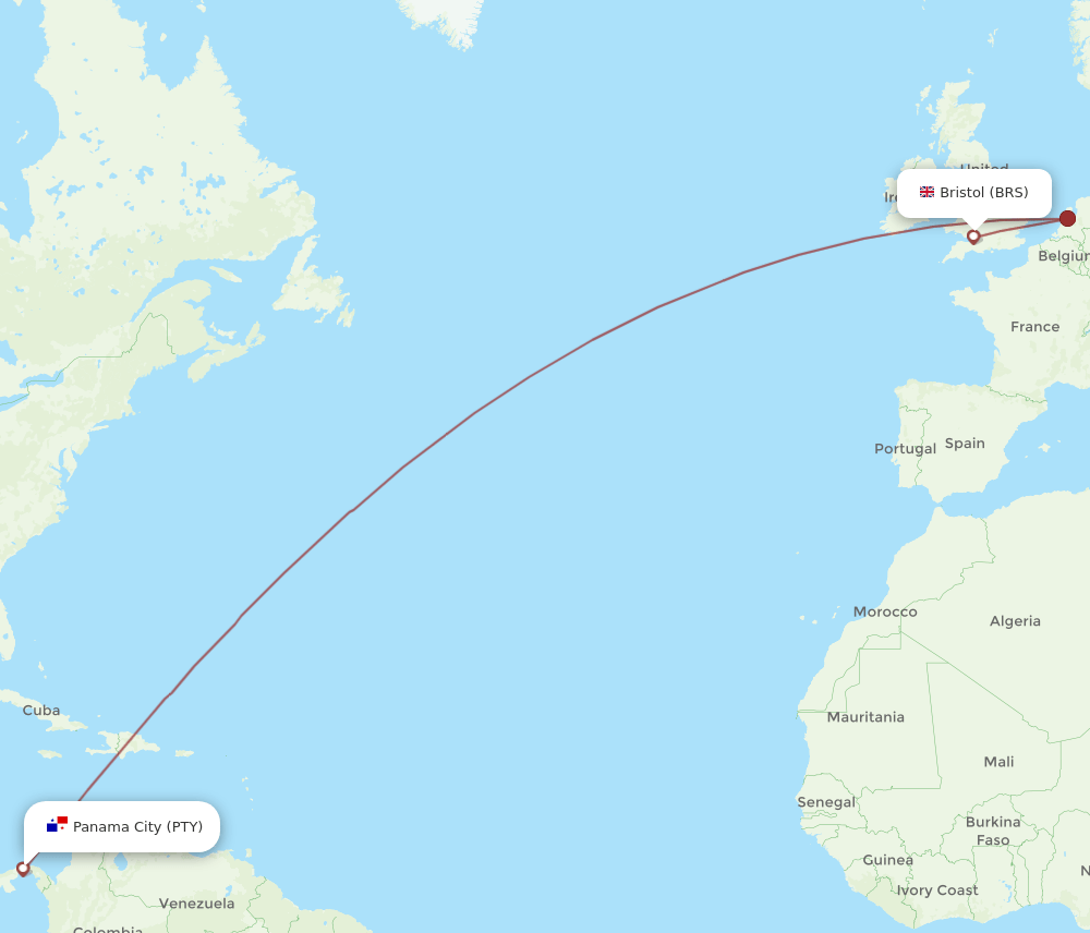 BRS-PTY flight routes