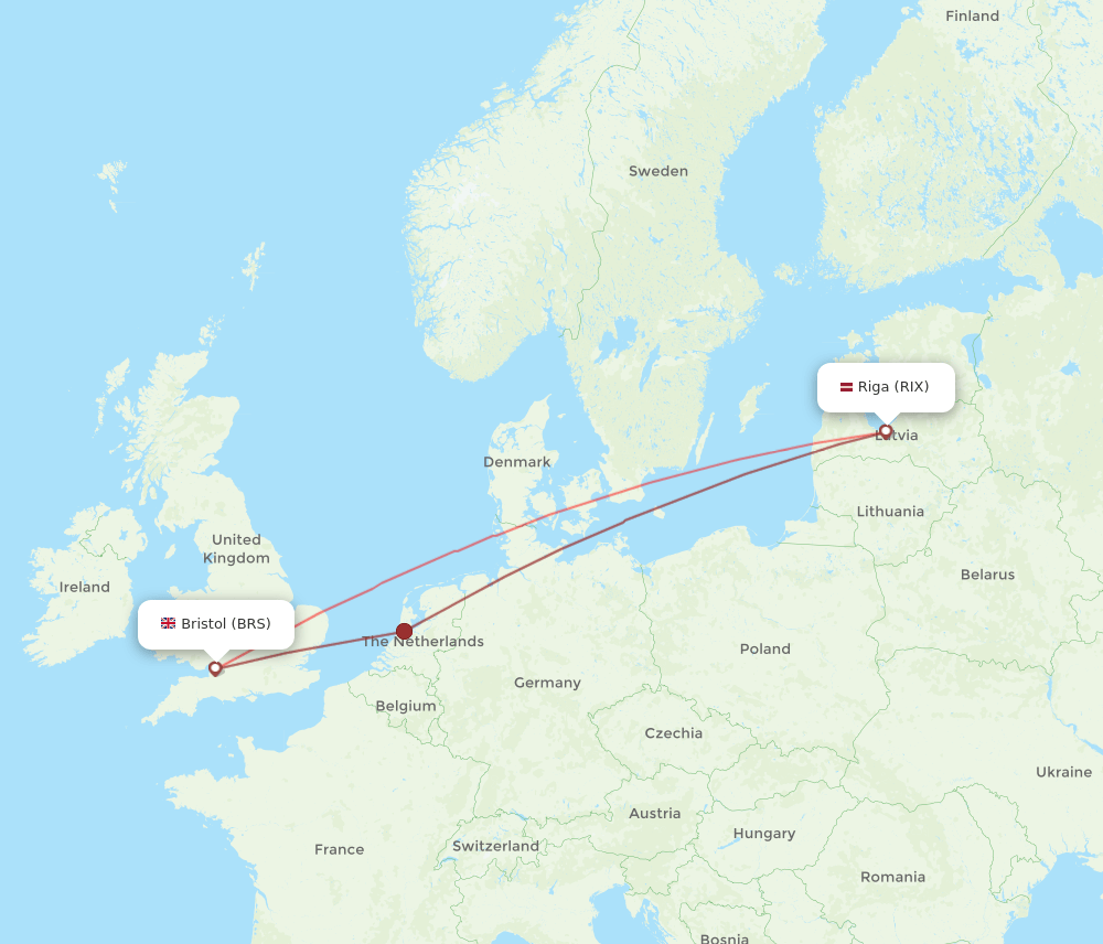 BRS to RIX flights and routes map