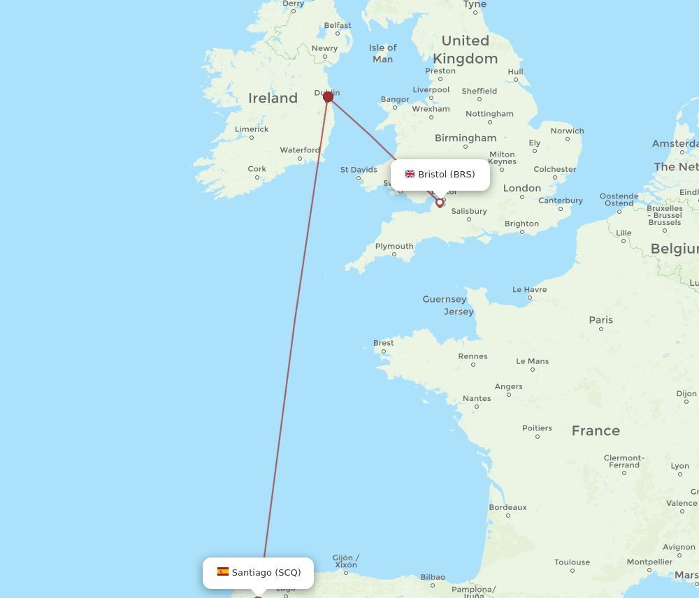 BRS-SCQ flight routes