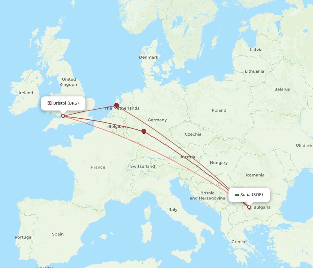 BRS to SOF flights and routes map