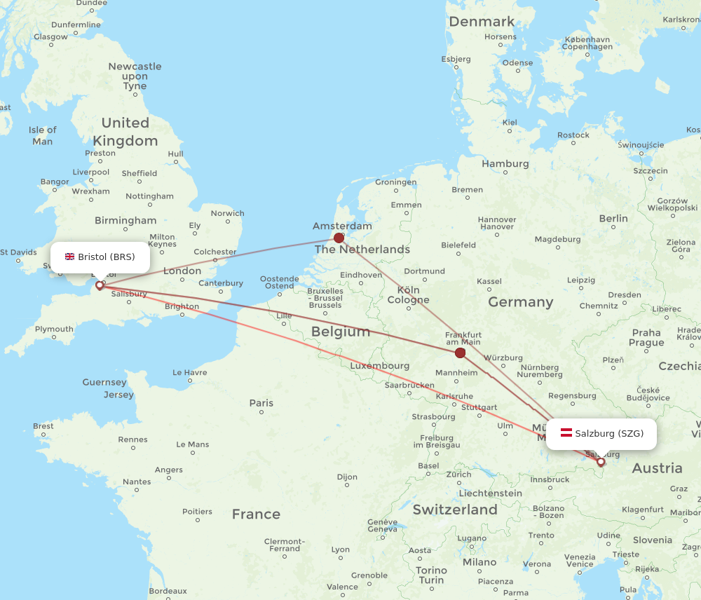 BRS to SZG flights and routes map
